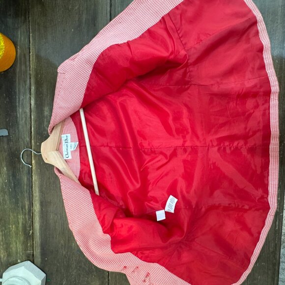 VTG Christian Dior Blazer Peplum Jacket Houndstooth Print Lined SZ 2 Made In USA - Picture 10 of 11